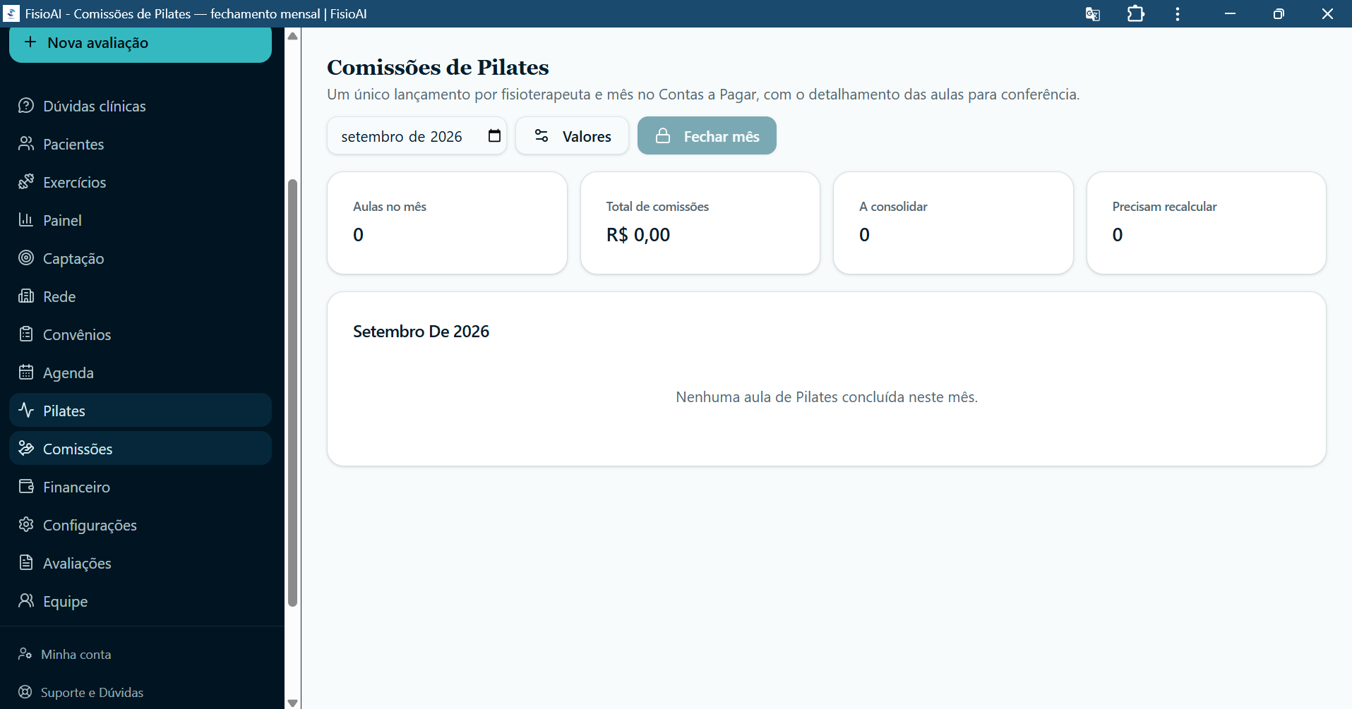 Comissões de Pilates
