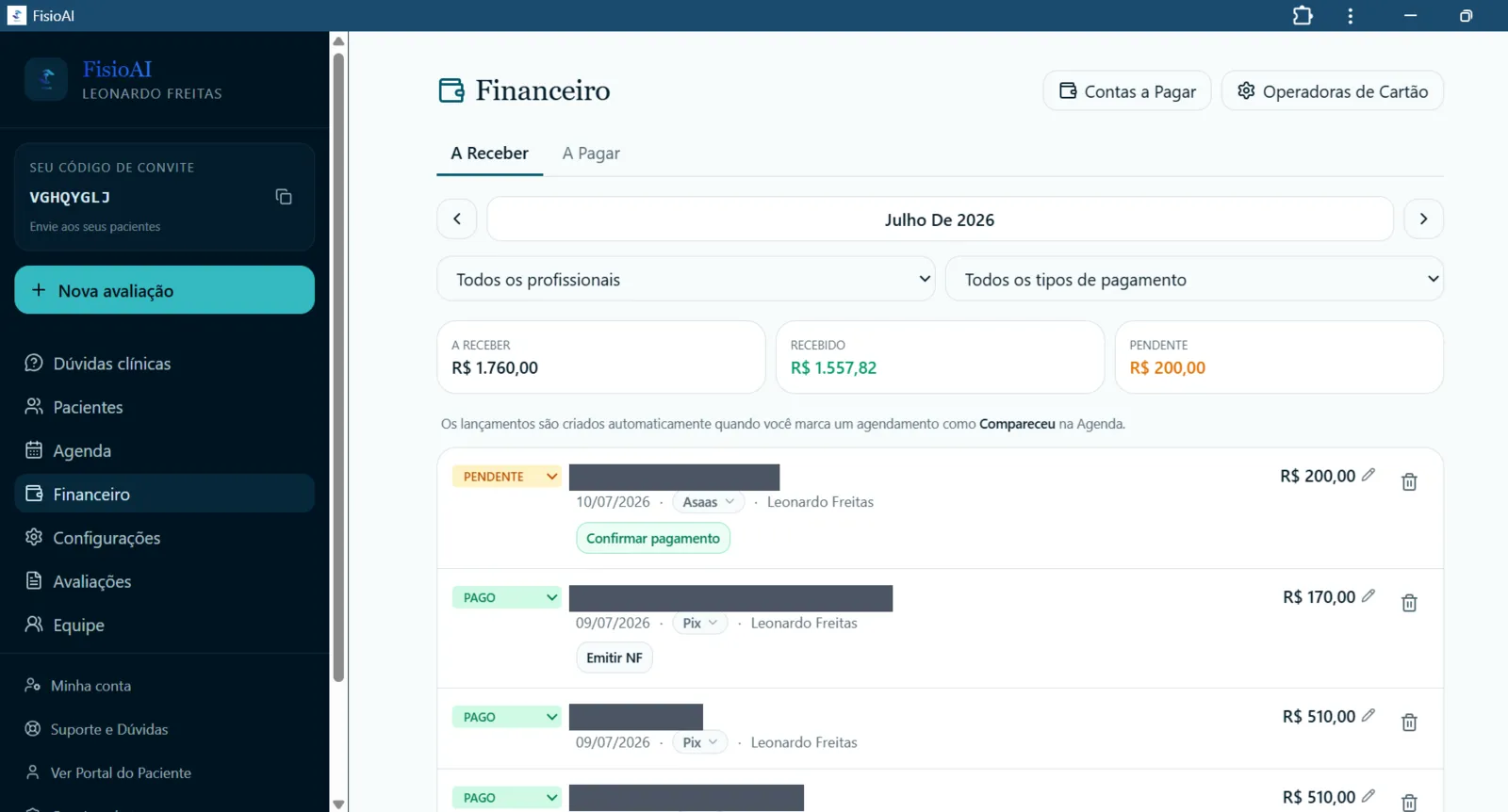 Financeiro integrado