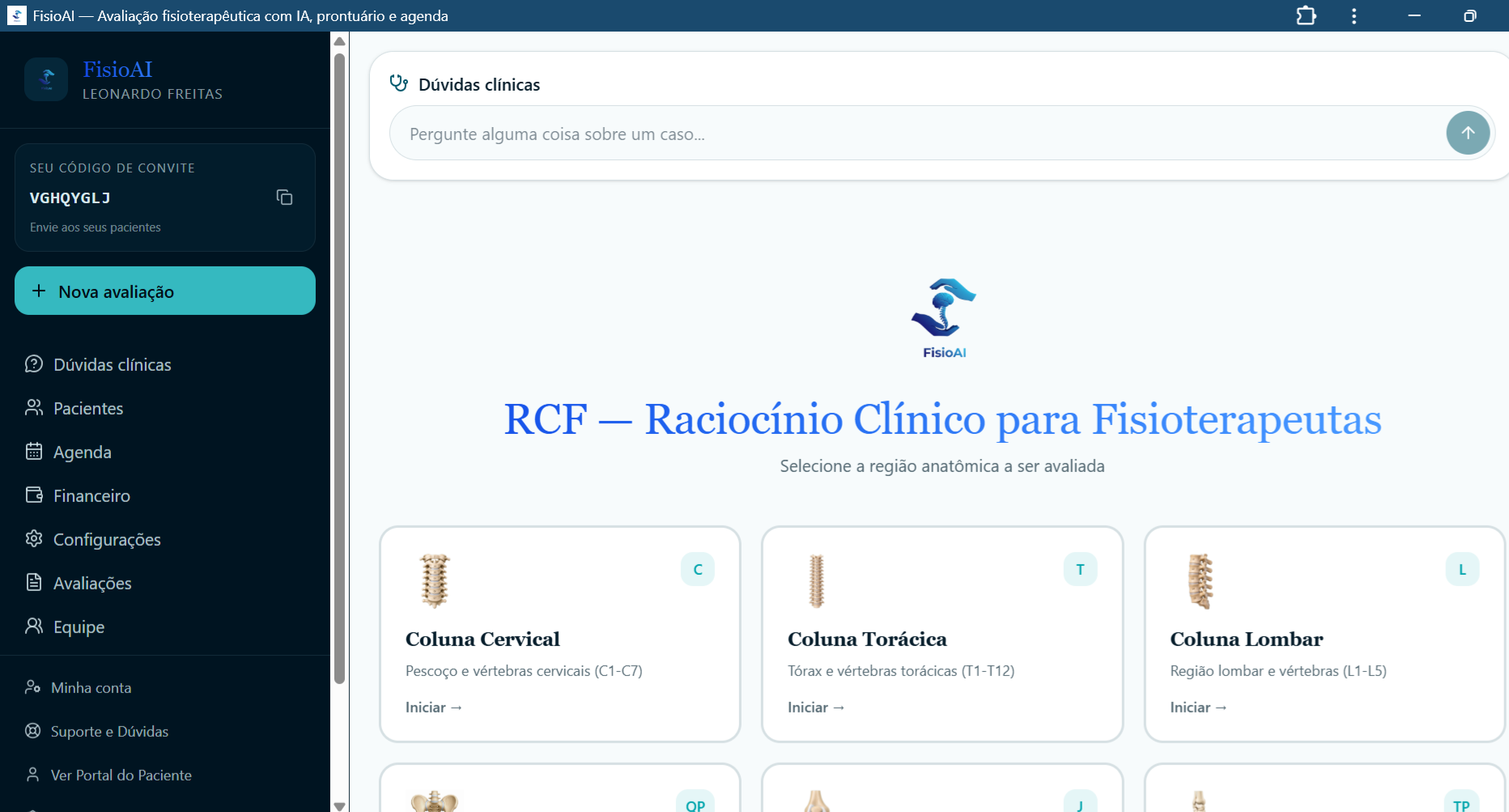 Raciocínio clínico por região